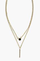 Boohoo Isla Diamante And Bar Layered Necklace