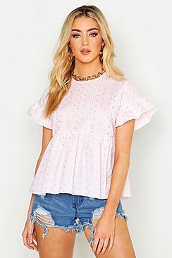 Boohoo Broderie Anglaise Smock Top