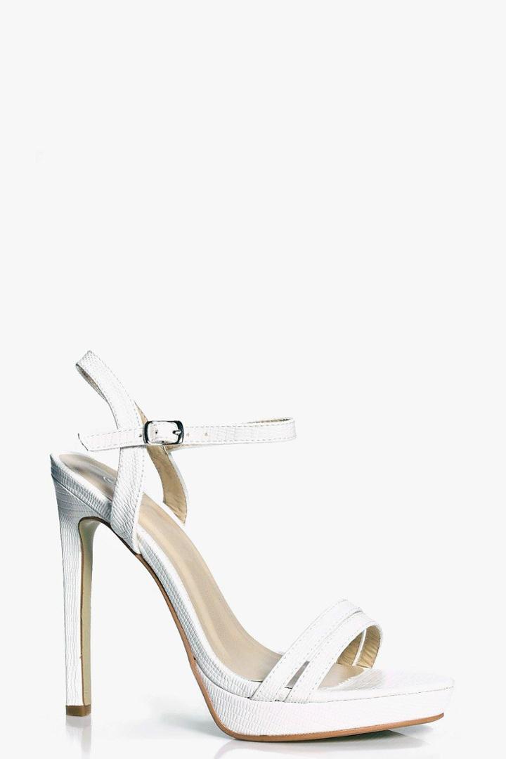 Boohoo Zoe Double Strap Platform Heels White
