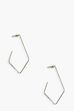 Boohoo Long Diamond Hoop Earrings