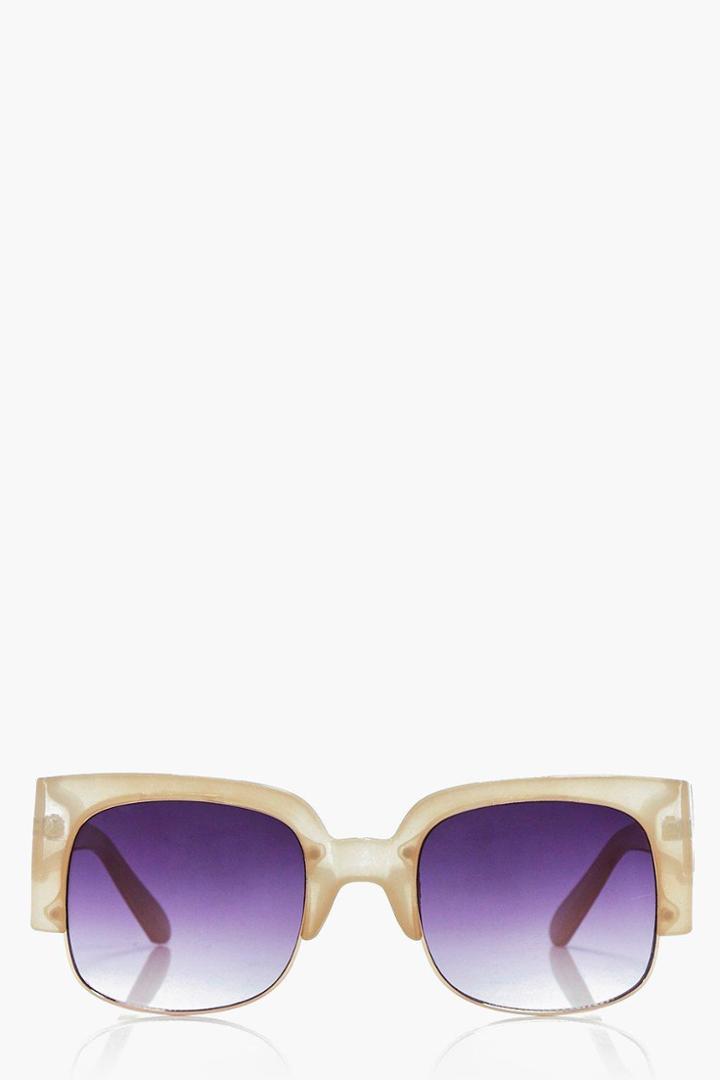 Boohoo Frankie Oversized Cut Out Nude Sunglasses Nude