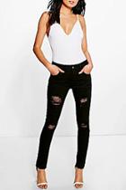 Boohoo Daisie Low Rise Ripped Skinny Jeans