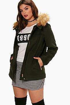 Boohoo Plus Kiera Fur Hooded Parka