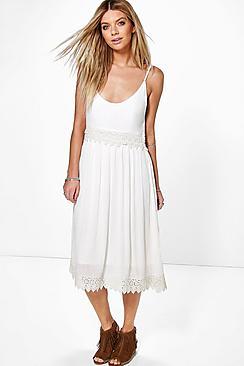 Boohoo Mary Crochet Insert Strappy Midi Dress