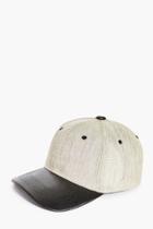 Boohoo Textured Baseball Cap With Pu Peak Stone