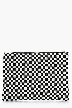 Boohoo Gracie Check Zip Up Clutch