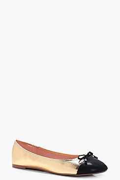 Boohoo Mila Metallic Bow Basic Ballet