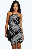 Boohoo Lauren Curved Hem Bodycon Dress Multi