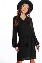 Boohoo Jannis Ruffle Button Front Woven Dress