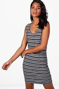 Boohoo Hayley Small Stripe Sleeveless Bodycon Dress
