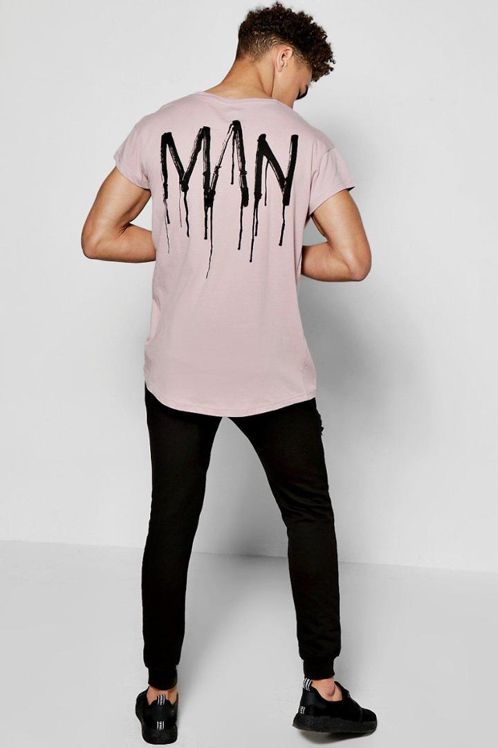 Boohoo Longline Man Cap Sleeve T Shirt Lilac
