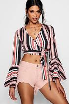 Boohoo Anna Stripe Plunge Wrap Top