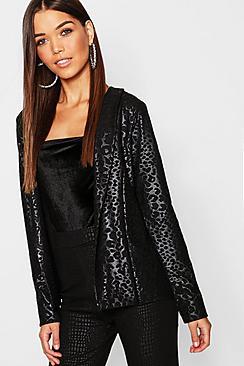 Boohoo Leopard Collar Duster Jacket