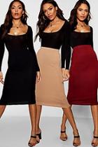 Boohoo 3 Pack Basic Jersey Midi Skirt