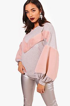 Boohoo Lottie Faux Fur Sweats
