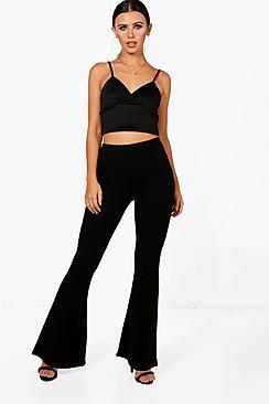 Boohoo Petite Amra Wide Leg Skinny Flares