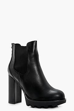 Boohoo Lottie Platform Panel Toe Ankle Boot