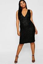 Boohoo Plus Plunge Lace Midi Dress