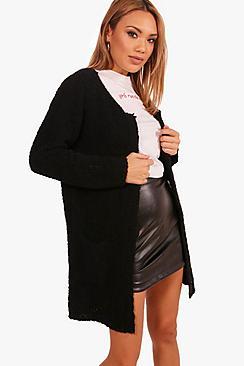 Boohoo Naomi Boucle Pocket Front Cardigan