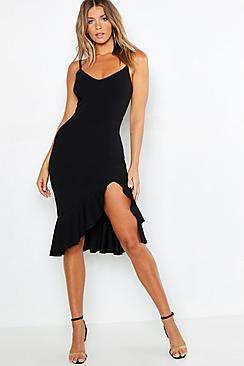 Boohoo Strappy Frill Hem Midi Dress