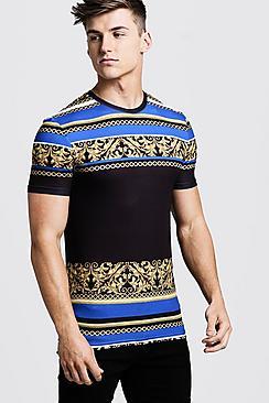 Boohoo Muscle Fit T-shirt In Stripe