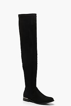 Boohoo Metal Trim Over The Knee Boots