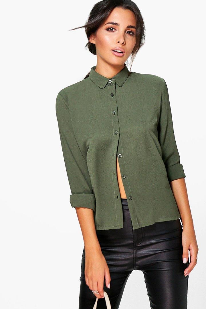 Boohoo Bonnie Woven Shirt Khaki