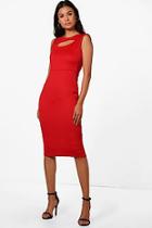 Boohoo Katie Keyhole Fitted Midi Dress
