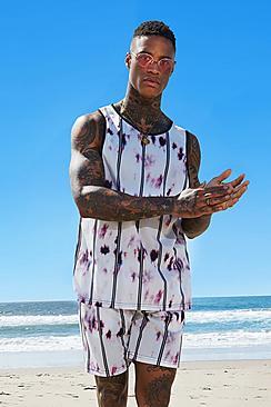 Boohoo Air Tex Tie Dye & Stripe Vest