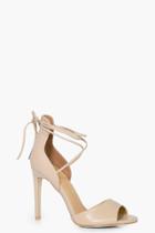 Boohoo Vanessa Ankle Wrap Up Stiletto Nude