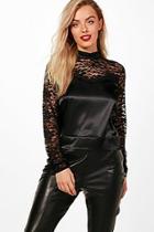 Boohoo Erin Open Back Lace Top