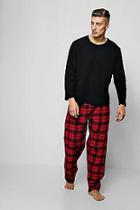 Boohoo Flannel Check Pants With Fleece Top Set