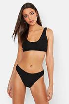 Boohoo Tall Crinkle High Leg Scoop Bikini Set