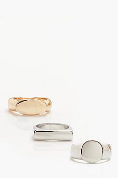 Boohoo Signet Ring 3 Pack