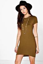 Boohoo Marina Cap Sleeve Curved Hem Bodycon Dress