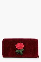 Boohoo Kerry Embroidered Floral Purse Wine