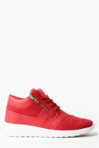 Boohoo Zip Detail Lace Up Trainer Red