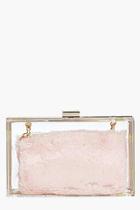 Boohoo Anya Clear Faux Fur Purse Clutch Bag