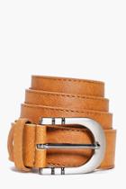 Boohoo Pu Belt With Rounded Buckle Tan