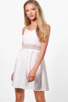 Boohoo Taylor Embroidered Shift Dress White
