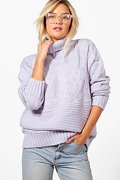 Boohoo Bethany Roll Neck Cable Knit Jumper
