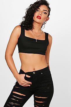 Boohoo Mellisa Rib Square Neck Crop