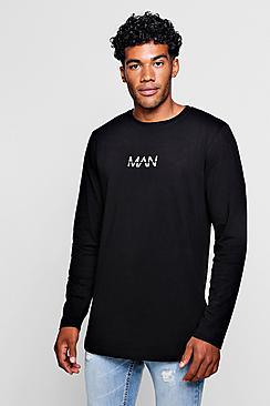 Boohoo Original Man L/s Longline Curve Hem T-shirt