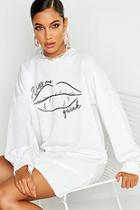 Boohoo Lips Balloon Print Sweatshirt Dress