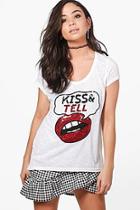 Boohoo Grace Sequin Kiss & Tell Tee