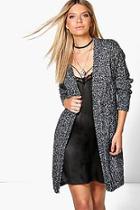 Boohoo Mia Long Marl Edge To Edge Boyfriend Cardigan