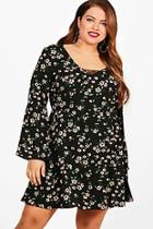 Boohoo Plus Ame Floral Lace Insert Skater Dress