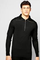 Boohoo Roll Neck Jumper With Front Zip Black