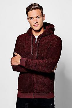 Boohoo Borg Zip Through Hoodie