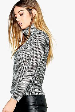 Boohoo Petite Jessica Turtle Neck Boucle Knit Sweat